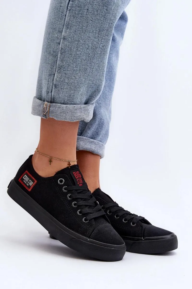 Best Damskie Trampki BIG STAR HH274133 Czarne Damskie Trampki Damskie Big Star|Trampki Damskie Niskie