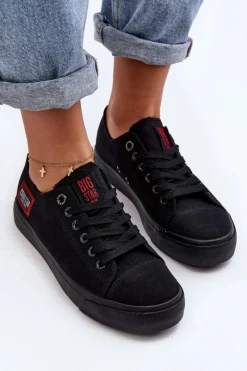 Best Damskie Trampki BIG STAR HH274133 Czarne Damskie Trampki Damskie Big Star|Trampki Damskie Niskie