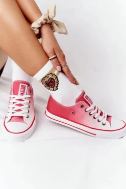 Best Damskie Trampki BIG STAR HH274130 Ombre Czerwone Damskie Trampki Damskie Big Star|Trampki Damskie Niskie