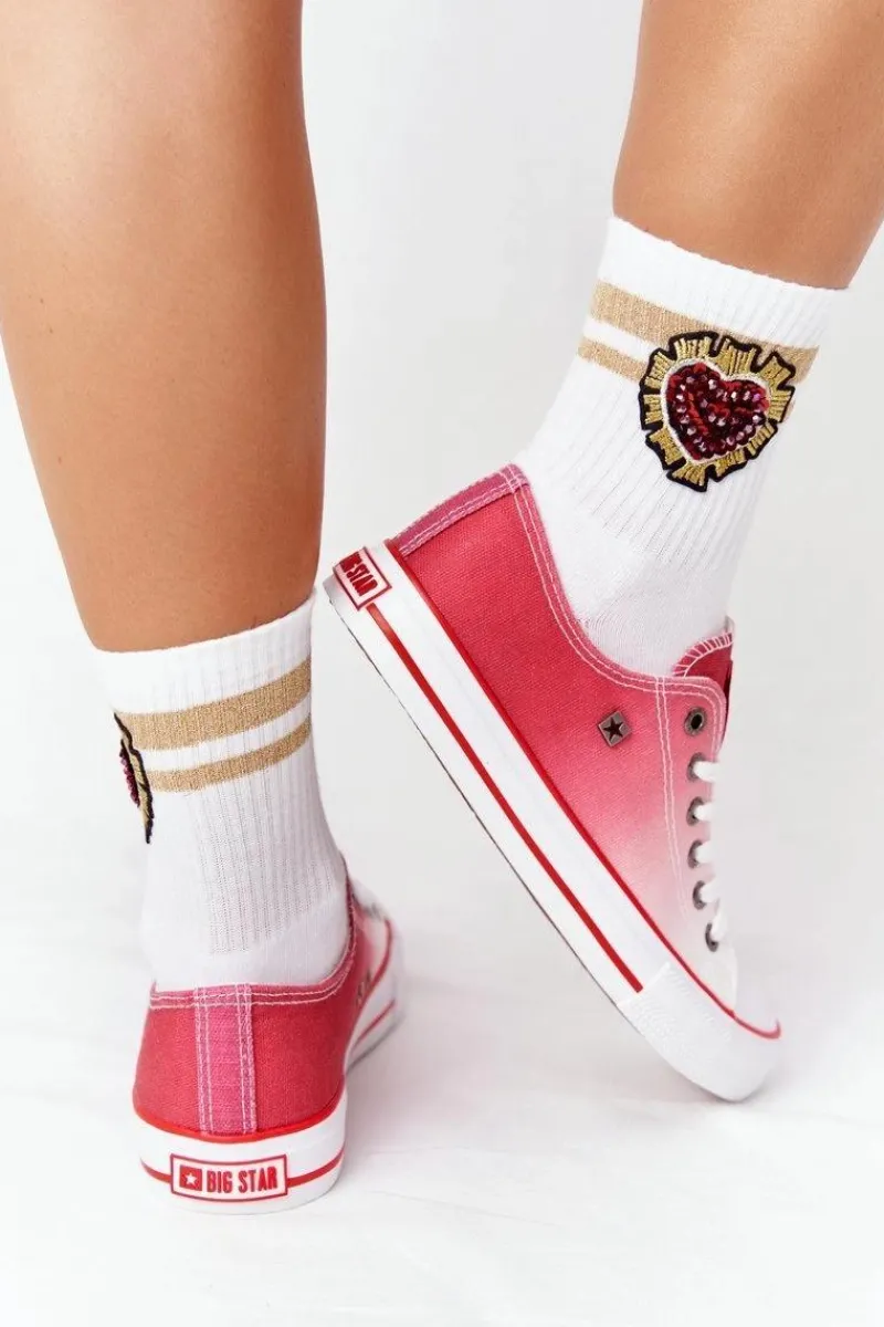 Best Damskie Trampki BIG STAR HH274130 Ombre Czerwone Damskie Trampki Damskie Big Star|Trampki Damskie Niskie
