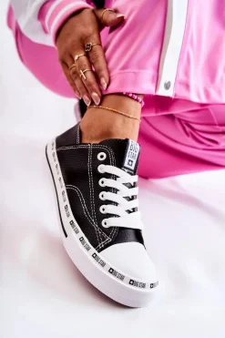 Trampki Damskie Big Star|Trampki Damskie Niskie></noscript>Big Star Shoes Damskie Trampki Big Star Ażurowe Czarne FF274023 Czarny