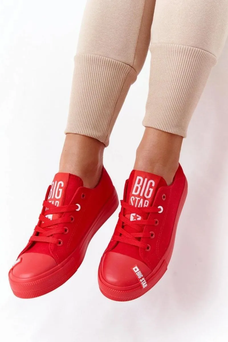 Sale Damskie Trampki BIG STAR HH274677 Czerwone Damskie Trampki Damskie Big Star|Trampki Damskie Niskie