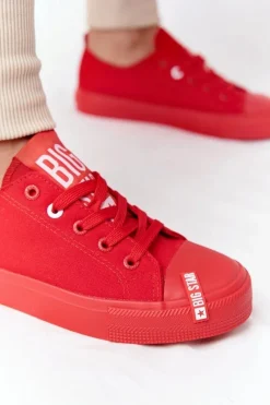 Sale Damskie Trampki BIG STAR HH274677 Czerwone Damskie Trampki Damskie Big Star|Trampki Damskie Niskie