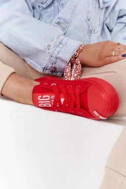 Sale Damskie Trampki BIG STAR HH274677 Czerwone Damskie Trampki Damskie Big Star|Trampki Damskie Niskie