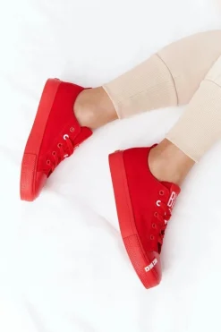 Sale Damskie Trampki BIG STAR HH274677 Czerwone Damskie Trampki Damskie Big Star|Trampki Damskie Niskie