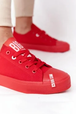 Sale Damskie Trampki BIG STAR HH274677 Czerwone Damskie Trampki Damskie Big Star|Trampki Damskie Niskie