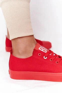 Sale Damskie Trampki BIG STAR HH274677 Czerwone Damskie Trampki Damskie Big Star|Trampki Damskie Niskie