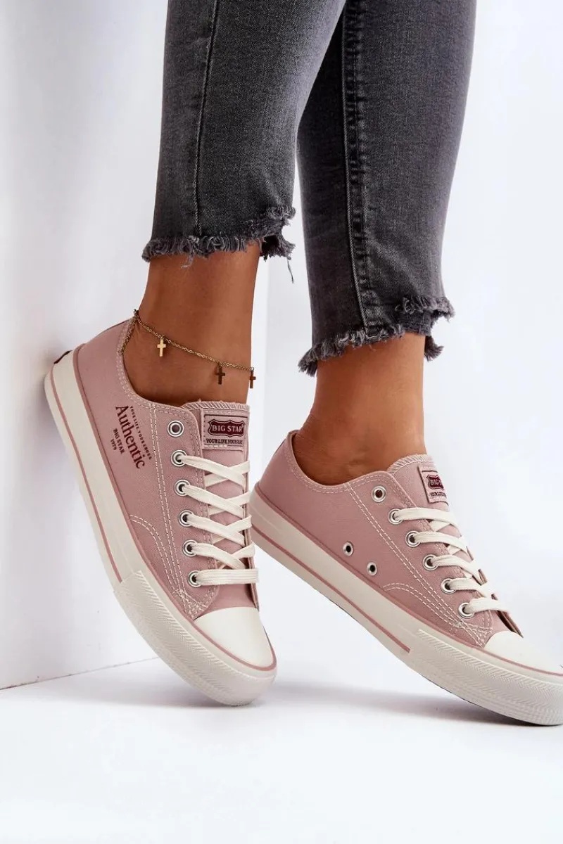 Outlet Big Star Shoes Damskie Trampki Big Star NN274239 Różowe Różowy