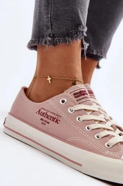 Outlet Big Star Shoes Damskie Trampki Big Star NN274239 Różowe Różowy