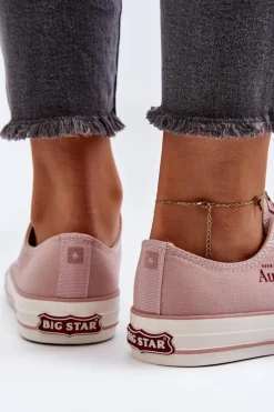 Outlet Big Star Shoes Damskie Trampki Big Star NN274239 Różowe Różowy