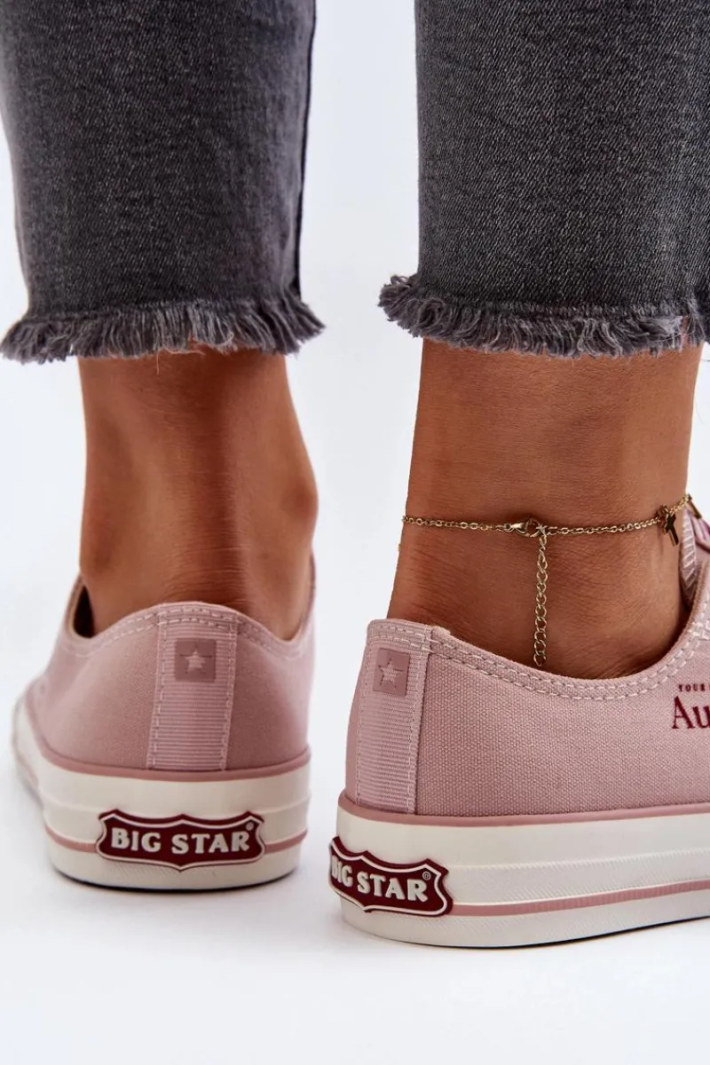 Outlet Big Star Shoes Damskie Trampki Big Star NN274239 Różowe Różowy