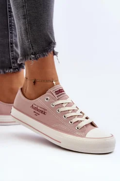 Outlet Big Star Shoes Damskie Trampki Big Star NN274239 Różowe Różowy