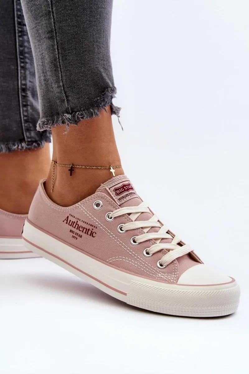 Outlet Big Star Shoes Damskie Trampki Big Star NN274239 Różowe Różowy