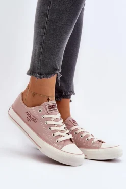 Outlet Big Star Shoes Damskie Trampki Big Star NN274239 Różowe Różowy