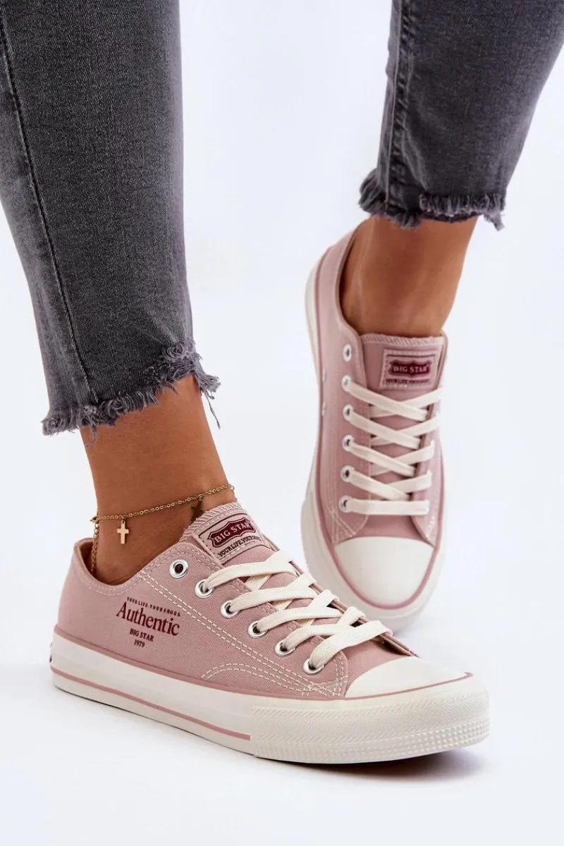 Outlet Big Star Shoes Damskie Trampki Big Star NN274239 Różowe Różowy