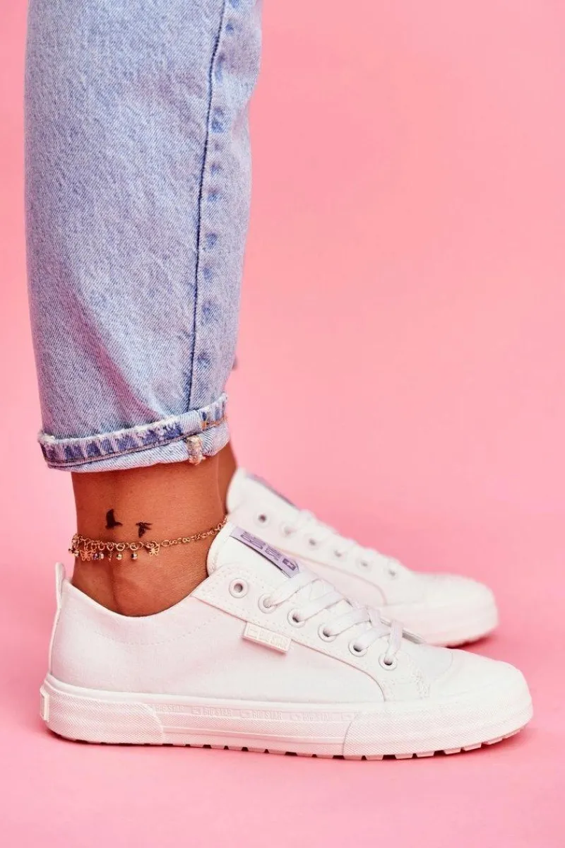 Discount Big Star Shoes Damskie Trampki Big Star Białe FF274A081