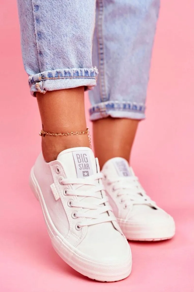 Discount Big Star Shoes Damskie Trampki Big Star Białe FF274A081