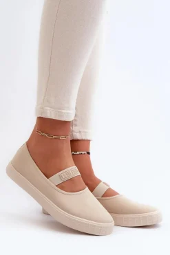 Sale Damskie Trampki Big Star NN274602 Beżowe Damskie Trampki Damskie Slip-On|Trampki Damskie Big Star