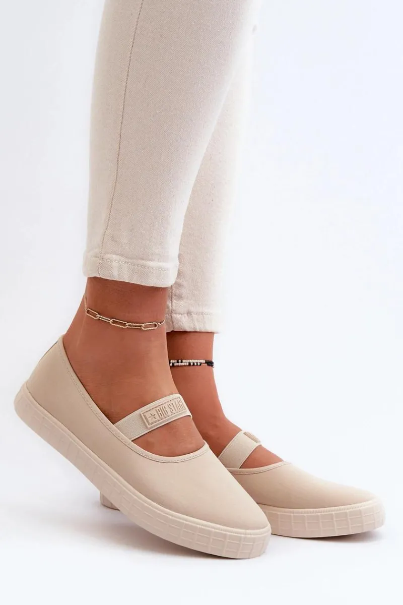 Sale Damskie Trampki Big Star NN274602 Beżowe Damskie Trampki Damskie Slip-On|Trampki Damskie Big Star