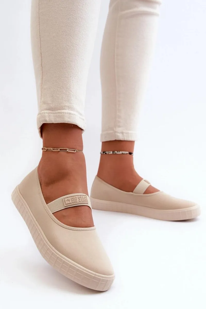 Sale Damskie Trampki Big Star NN274602 Beżowe Damskie Trampki Damskie Slip-On|Trampki Damskie Big Star