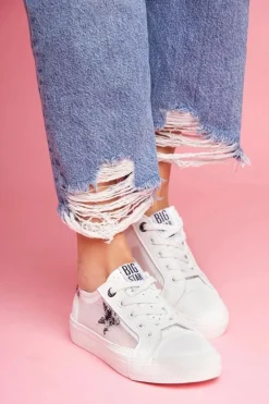 Outlet Big Star Shoes Damskie Trampki Big Star Białe FF274487