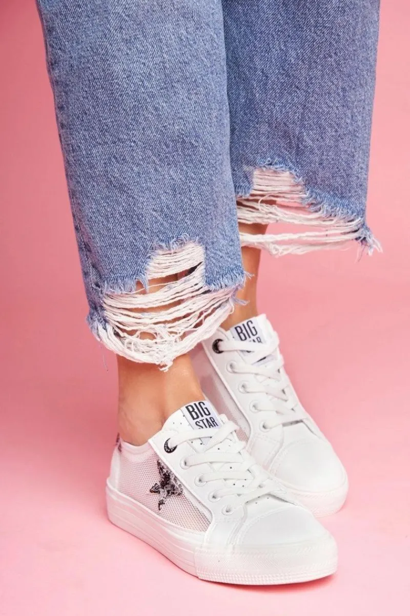 Outlet Big Star Shoes Damskie Trampki Big Star Białe FF274487