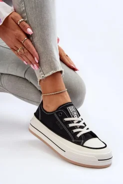 Discount Big Star Shoes Damskie Trampki Big Star NN274204 Czarne Czarny