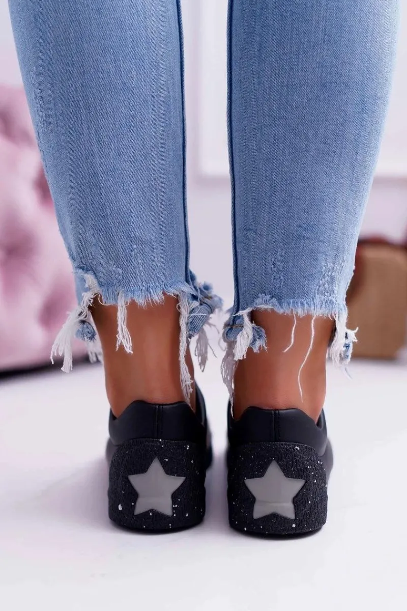 Discount Damskie Trampki Big Star Szara Gwiazda Czarne AA274A008 Damskie Trampki Damskie Big Star|Trampki Damskie Niskie