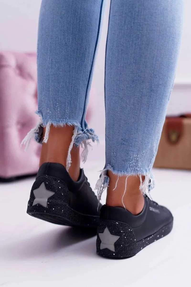 Discount Damskie Trampki Big Star Szara Gwiazda Czarne AA274A008 Damskie Trampki Damskie Big Star|Trampki Damskie Niskie