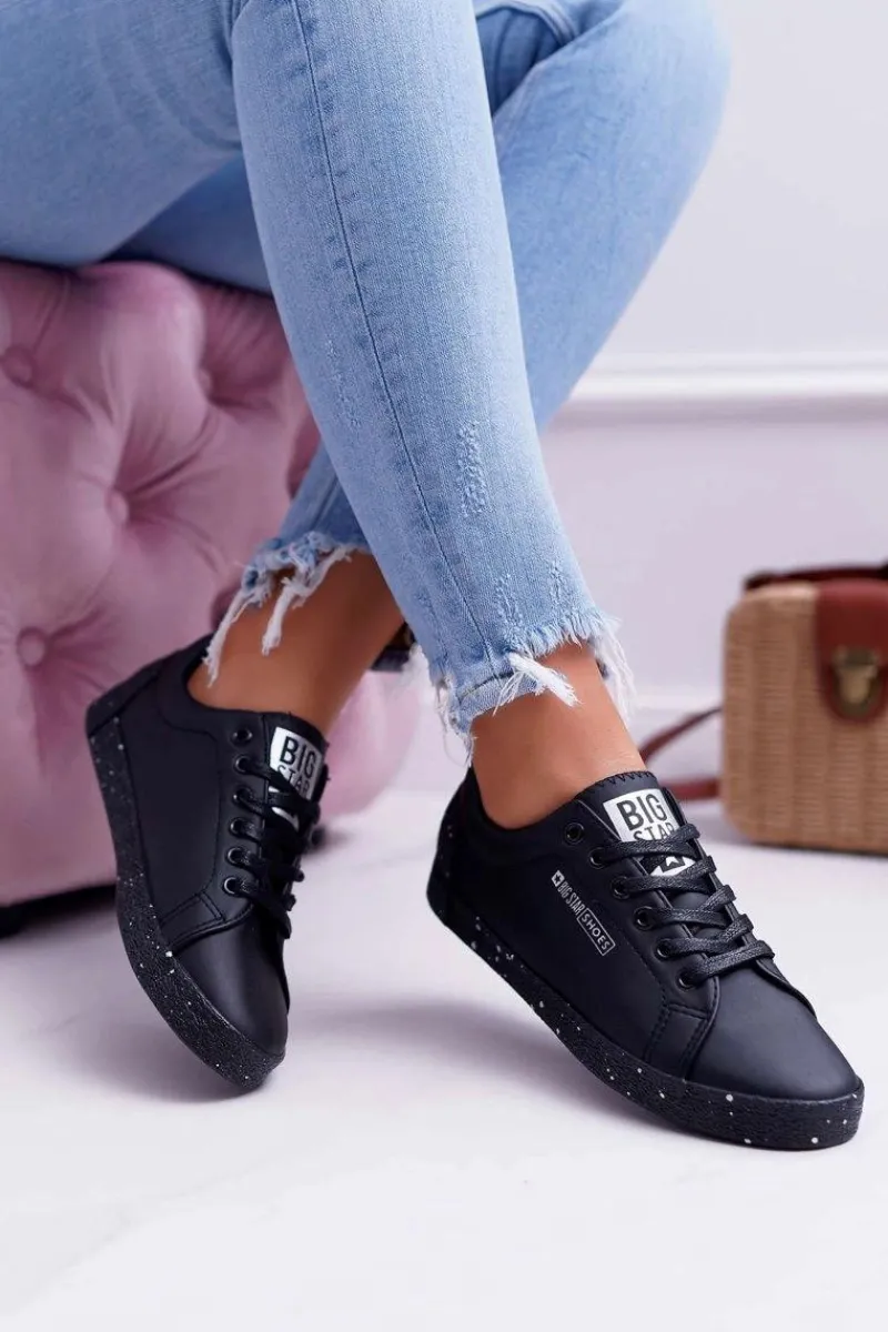 Discount Damskie Trampki Big Star Szara Gwiazda Czarne AA274A008 Damskie Trampki Damskie Big Star|Trampki Damskie Niskie