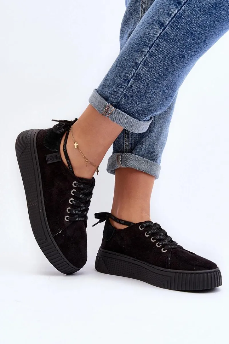 Trampki Damskie Big Star|Trampki Damskie Niskie>Big Star Shoes Damskie Trampki Big Star NN276005 Memory Foam System Czarne