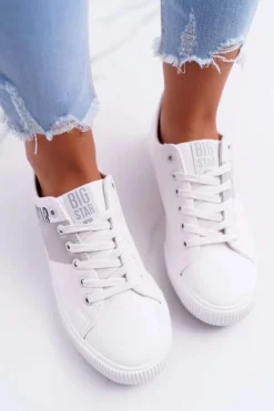 Clearance Big Star Shoes Damskie Trampki Big Star Białe EE274091