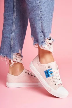 Trampki Damskie Big Star|Trampki Damskie Niskie></noscript>Big Star Shoes Damskie Trampki Big Star Ażurowe Różowe FF274033