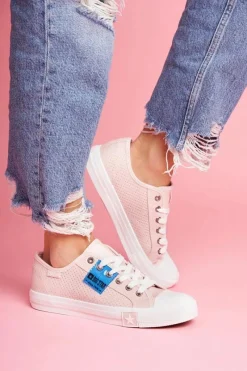 Trampki Damskie Big Star|Trampki Damskie Niskie></noscript>Big Star Shoes Damskie Trampki Big Star Ażurowe Różowe FF274033