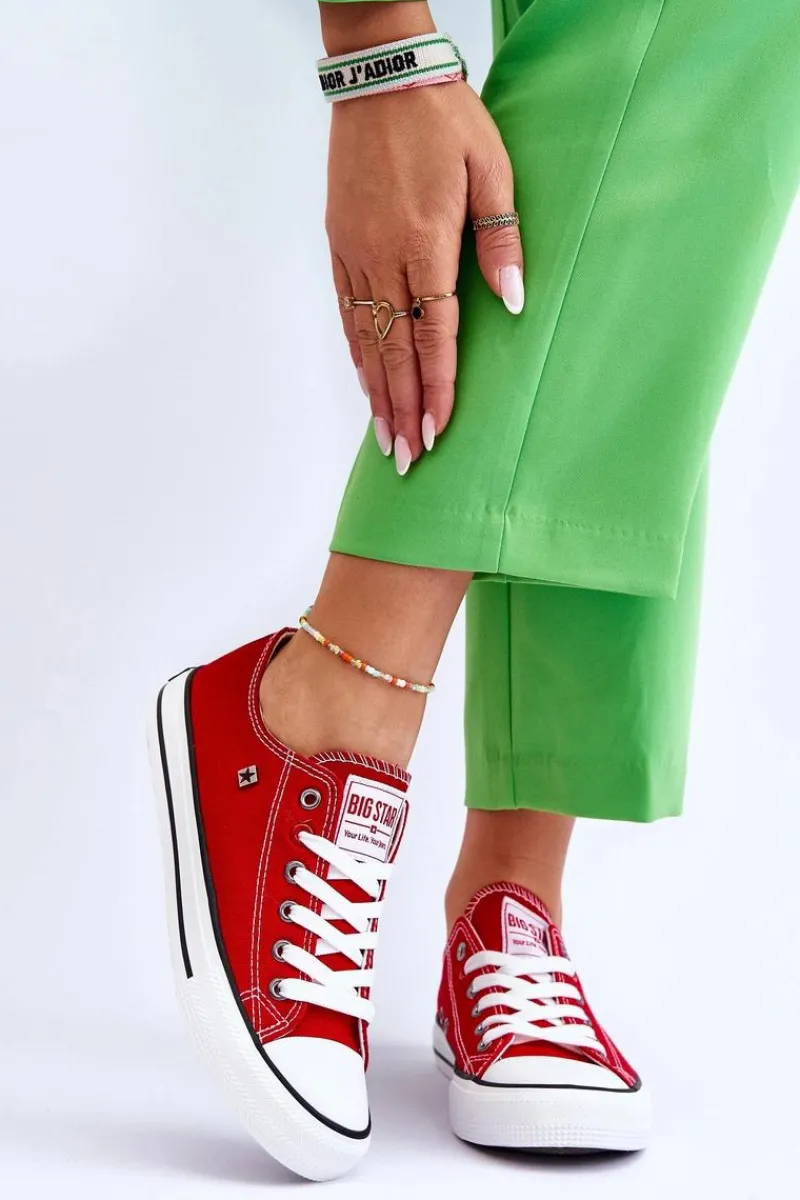 Sale Big Star Shoes Damskie Trampki Big Star T274020 Czerwone