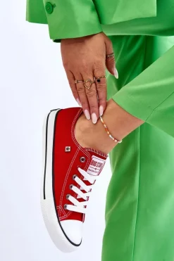 Sale Big Star Shoes Damskie Trampki Big Star T274020 Czerwone