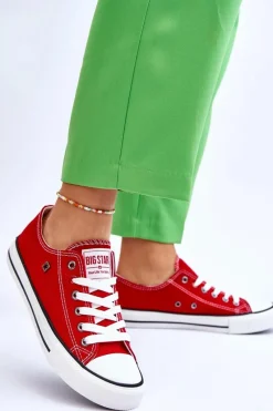 Sale Big Star Shoes Damskie Trampki Big Star T274020 Czerwone