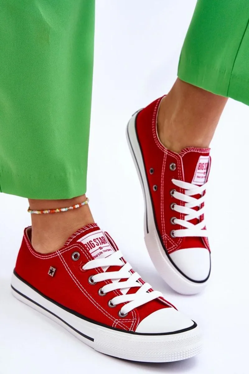 Sale Big Star Shoes Damskie Trampki Big Star T274020 Czerwone