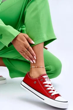 Sale Big Star Shoes Damskie Trampki Big Star T274020 Czerwone