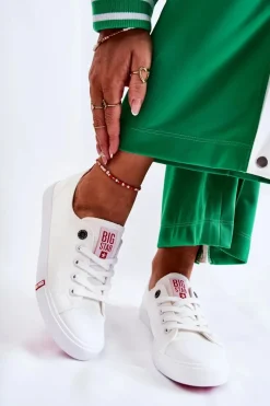 Damskie Trampki Big Star FF274087 Biało-Czerwone Damskie Trampki Damskie Big Star|Trampki Damskie Niskie