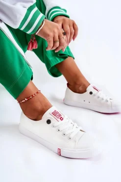 Damskie Trampki Big Star FF274087 Biało-Czerwone Damskie Trampki Damskie Big Star|Trampki Damskie Niskie