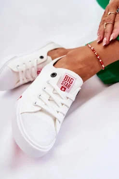 Damskie Trampki Big Star FF274087 Biało-Czerwone Damskie Trampki Damskie Big Star|Trampki Damskie Niskie