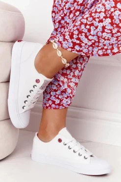 Trampki Damskie Niskie>Cross Jeans Damskie Trampki HH2R4017C Białe