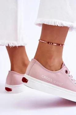 Clearance Damskie Trampki LL2R4068 Nude Damskie Trampki Damskie Cross Jeans|Trampki Damskie Niskie