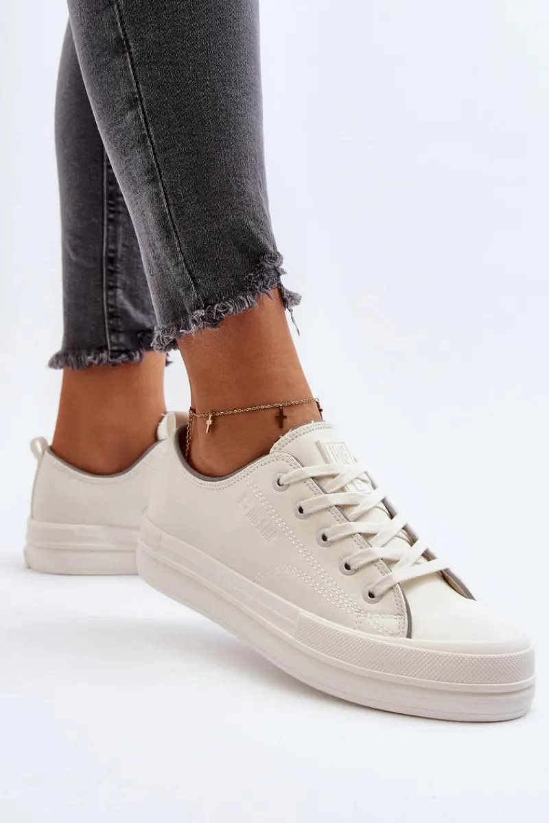 Trampki Damskie Big Star|Trampki Damskie Niskie>Big Star Shoes Damskie Trampki Eko Skórzane Big Star NN274847 Białe Biały