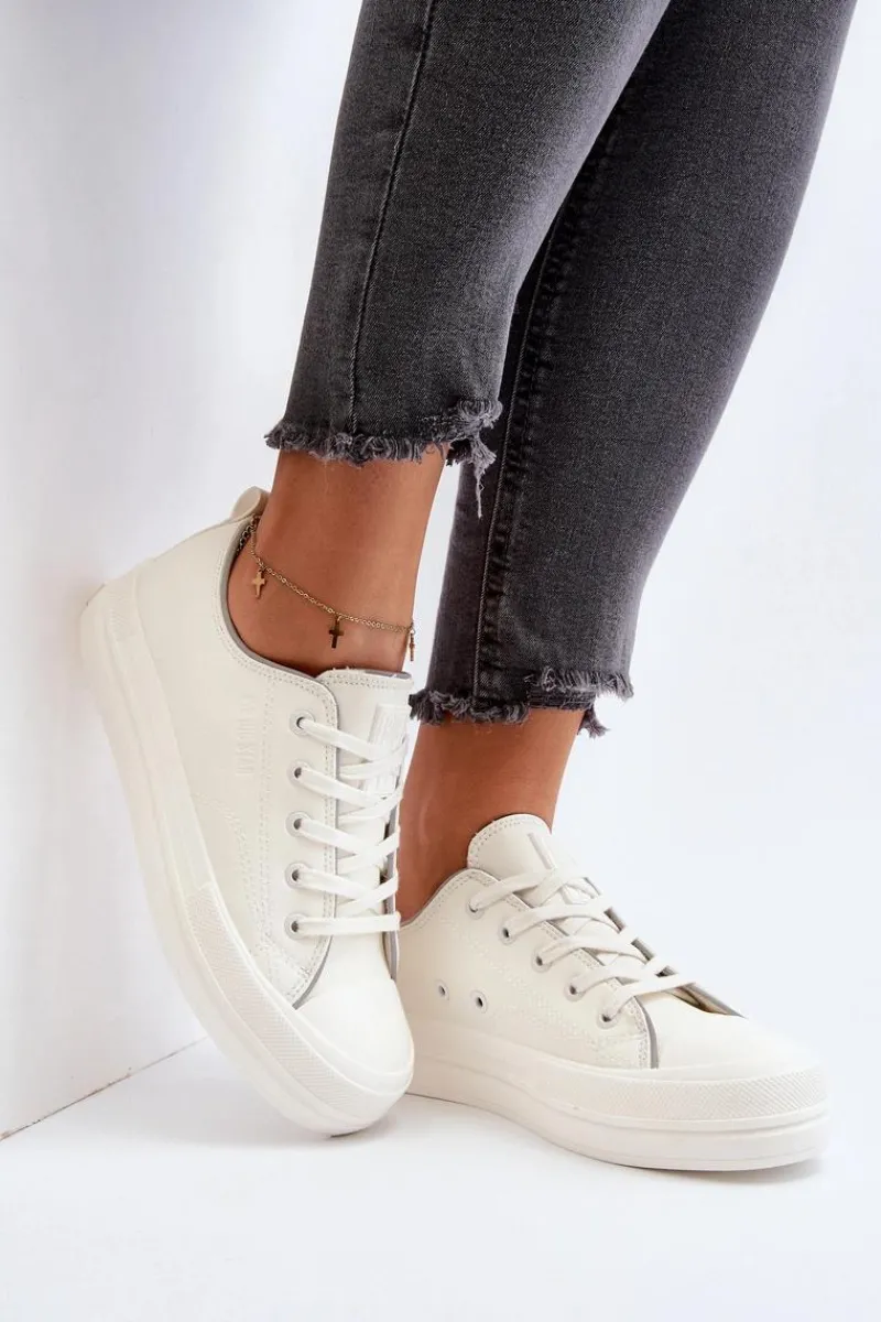 Trampki Damskie Big Star|Trampki Damskie Niskie>Big Star Shoes Damskie Trampki Eko Skórzane Big Star NN274847 Białe Biały