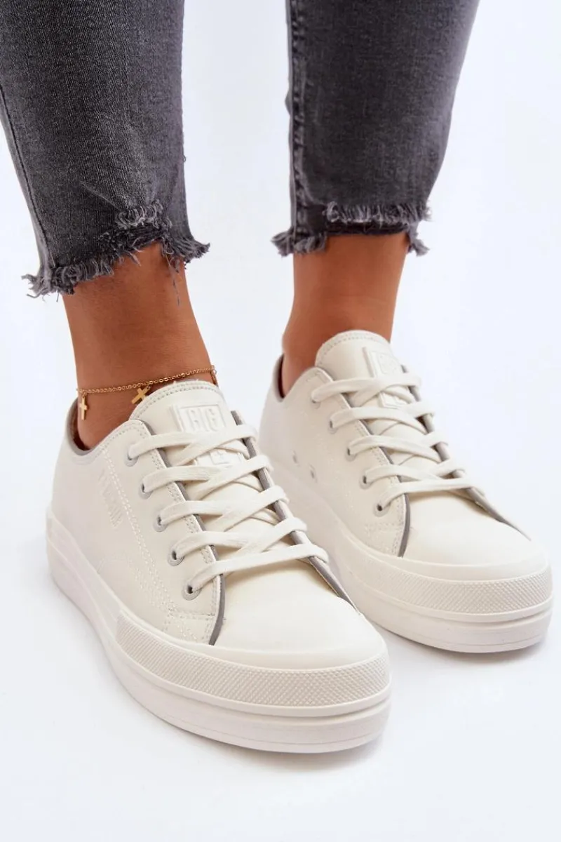 Trampki Damskie Big Star|Trampki Damskie Niskie>Big Star Shoes Damskie Trampki Eko Skórzane Big Star NN274847 Białe Biały