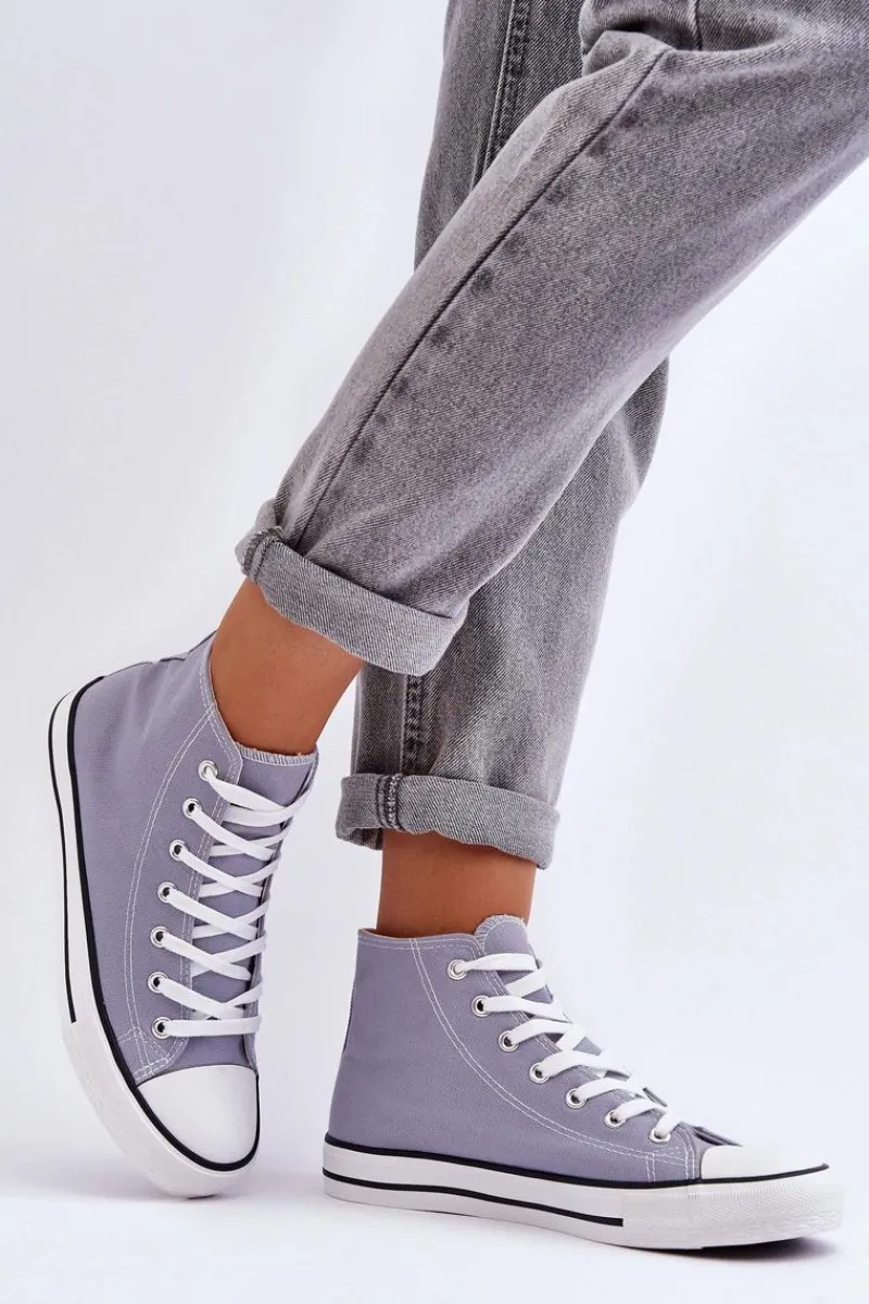 Trampki Damskie Wysokie>Boto Damskie Trampki Klasyczne Wysokie Szare Remos Szary