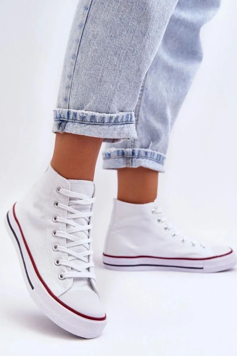 Boto Damskie Trampki Klasyczne Wysokie Białe Remos Biały