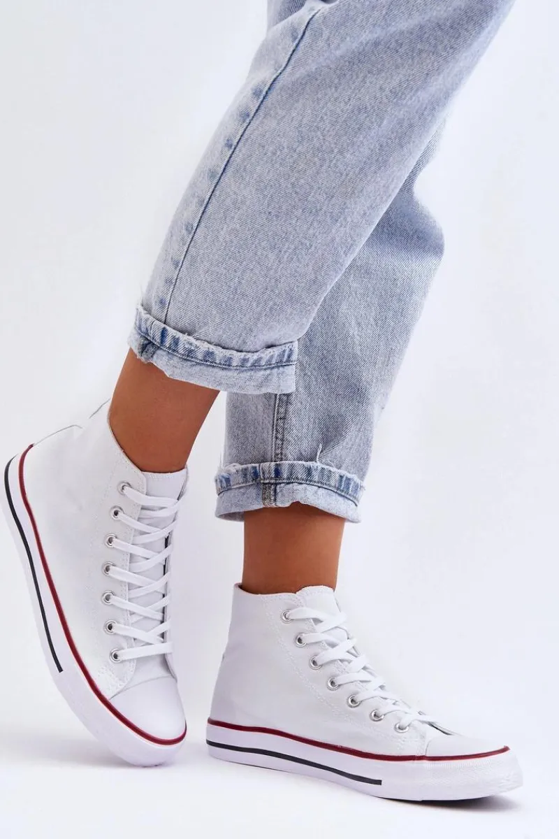 Boto Damskie Trampki Klasyczne Wysokie Białe Remos Biały